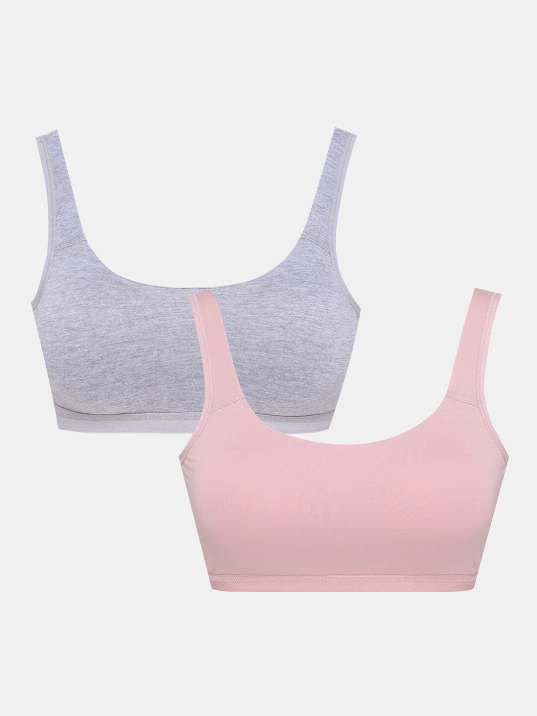 

Sillysally Girls Pack Of 2 Cotton Workout Bra Full Coverage High Support All Day Comfort, Peach