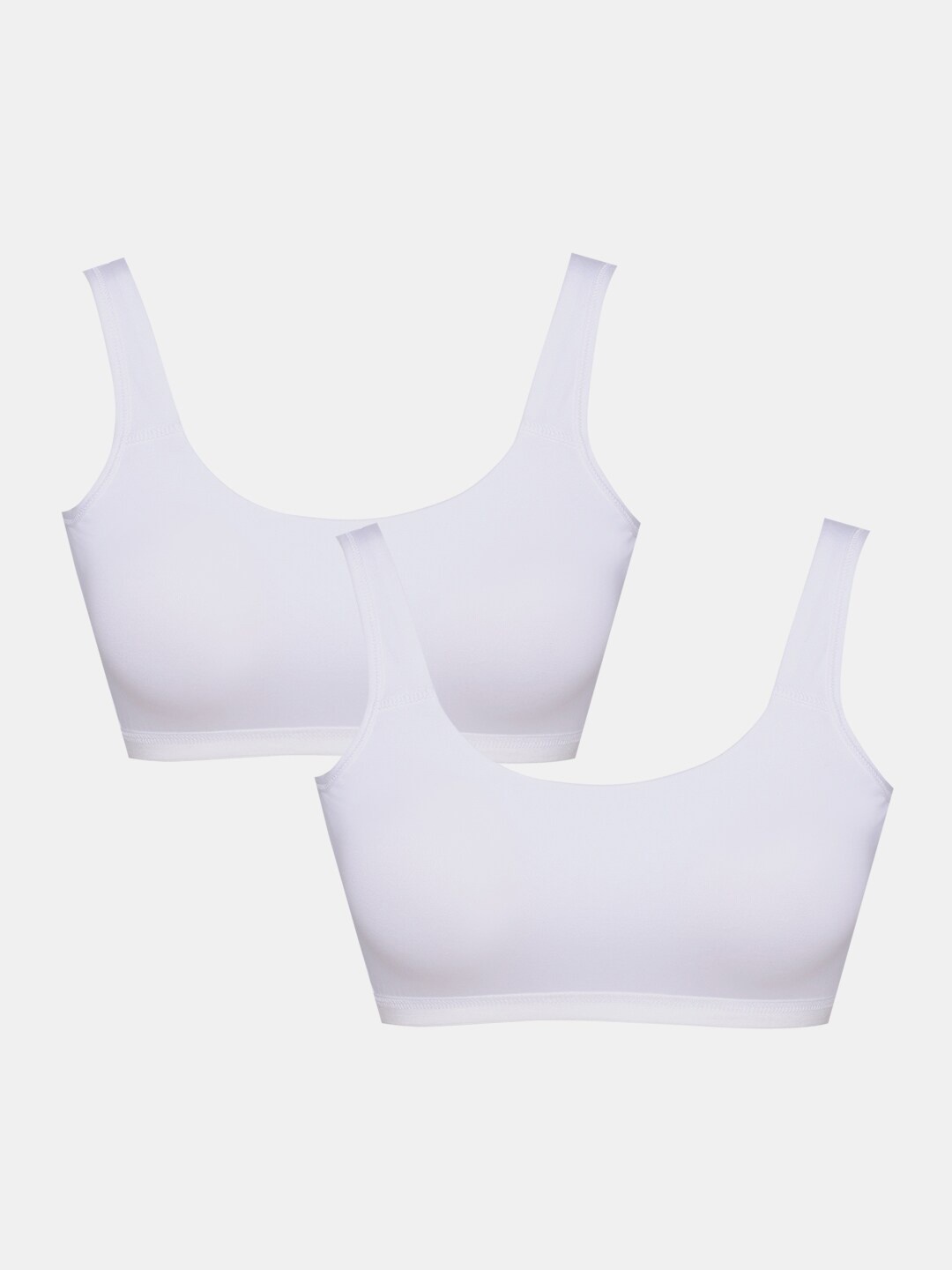 

Sillysally Girls Pack Of 2 Cotton Workout Bra Full Coverage High Support All Day Comfort, White