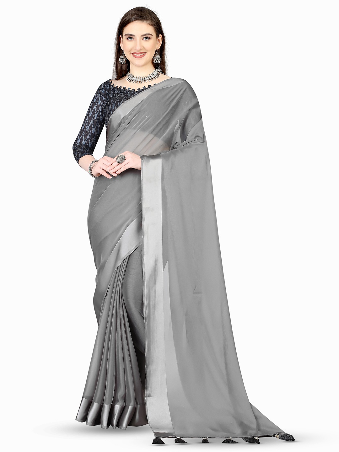 

Marabout Pure Chiffon Mysore Silk Saree, Grey
