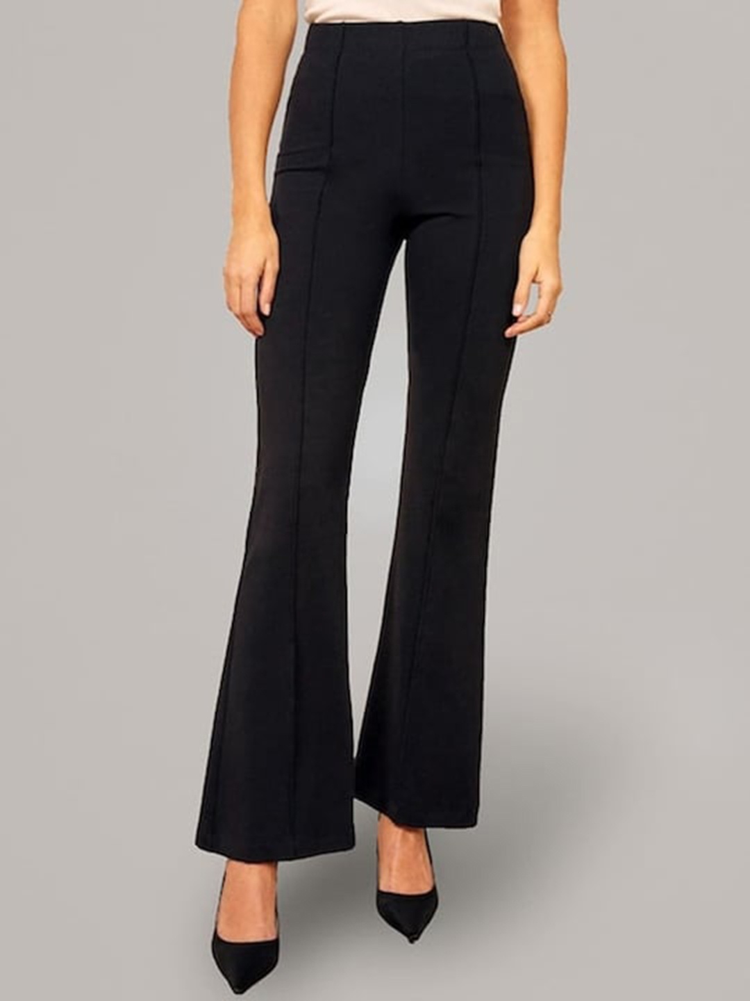 

BAESD Women Relaxed High-Rise Easy Wash Bootcut Trousers, Black