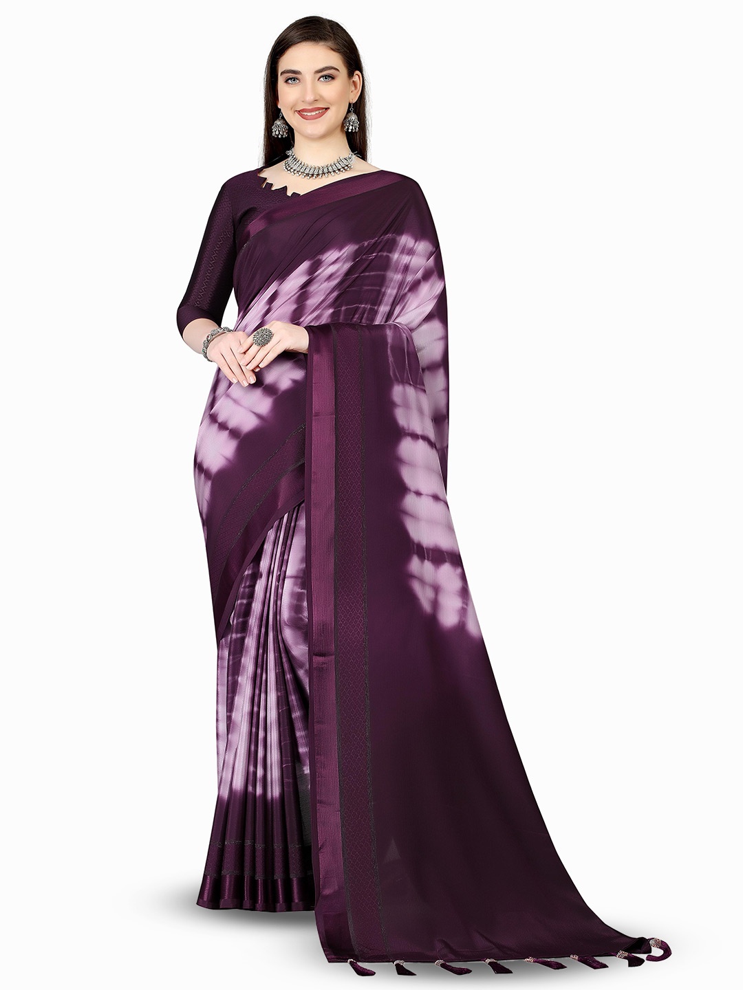 

Marabout Abstract Printed Pure Chiffon Mysore Silk Saree, Purple