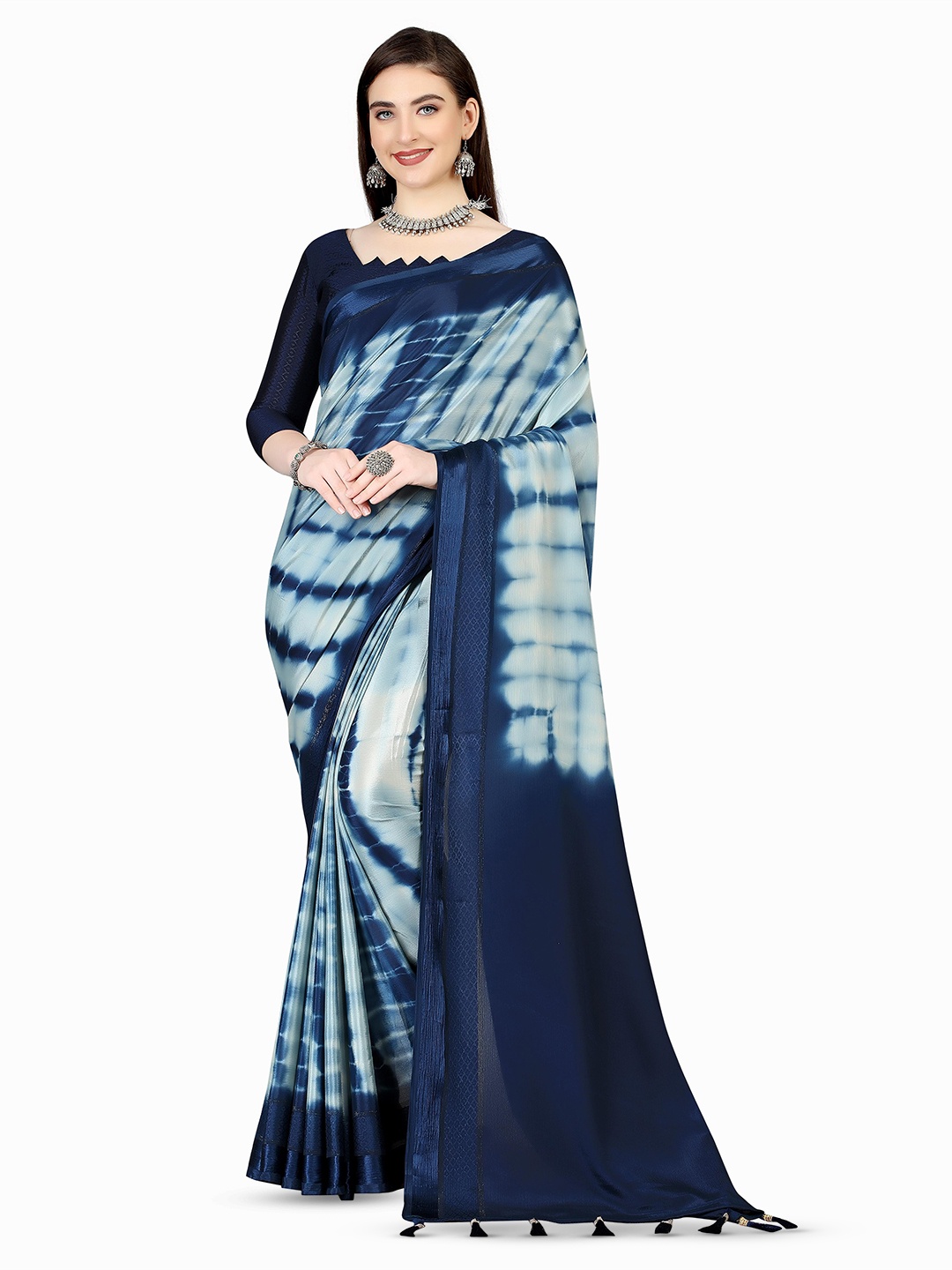 

Marabout Abstract Printed Pure Chiffon Mysore Silk Saree, Navy blue