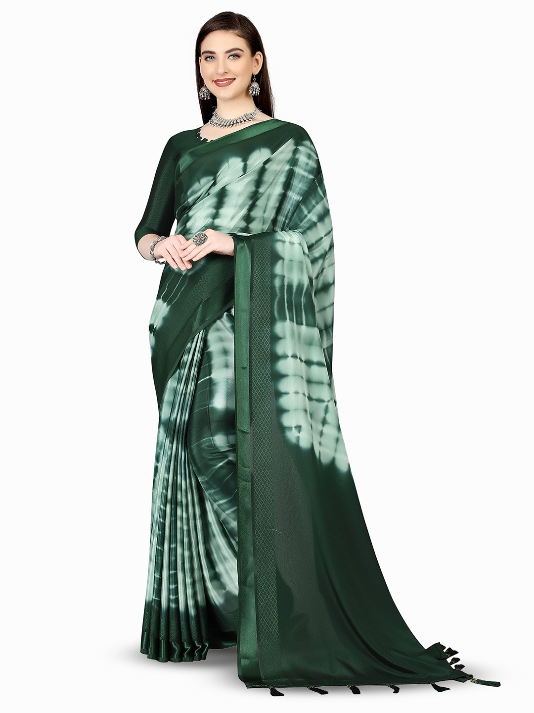

Marabout Abstract Printed Pure Chiffon Mysore Silk Saree, Green