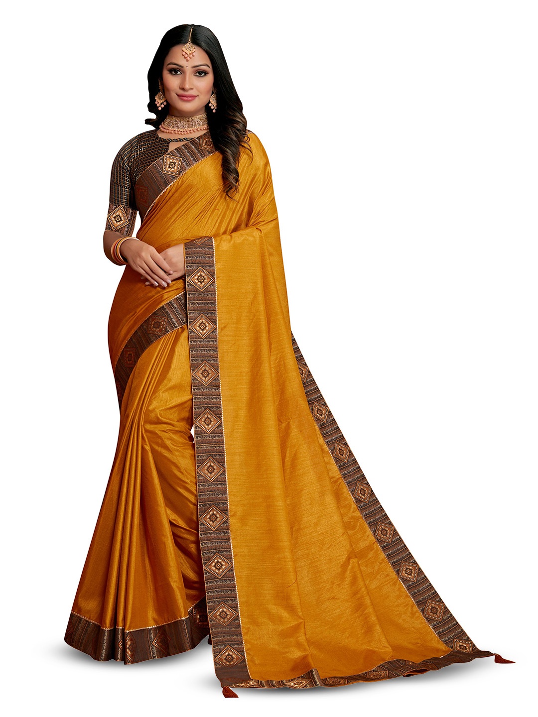 

Marabout Zari Art Silk Mysore Silk Saree, Brown