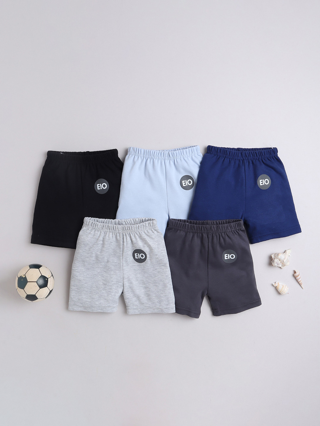 

EIO Kids Pack Of 5 Pure Cotton Shorts, Blue