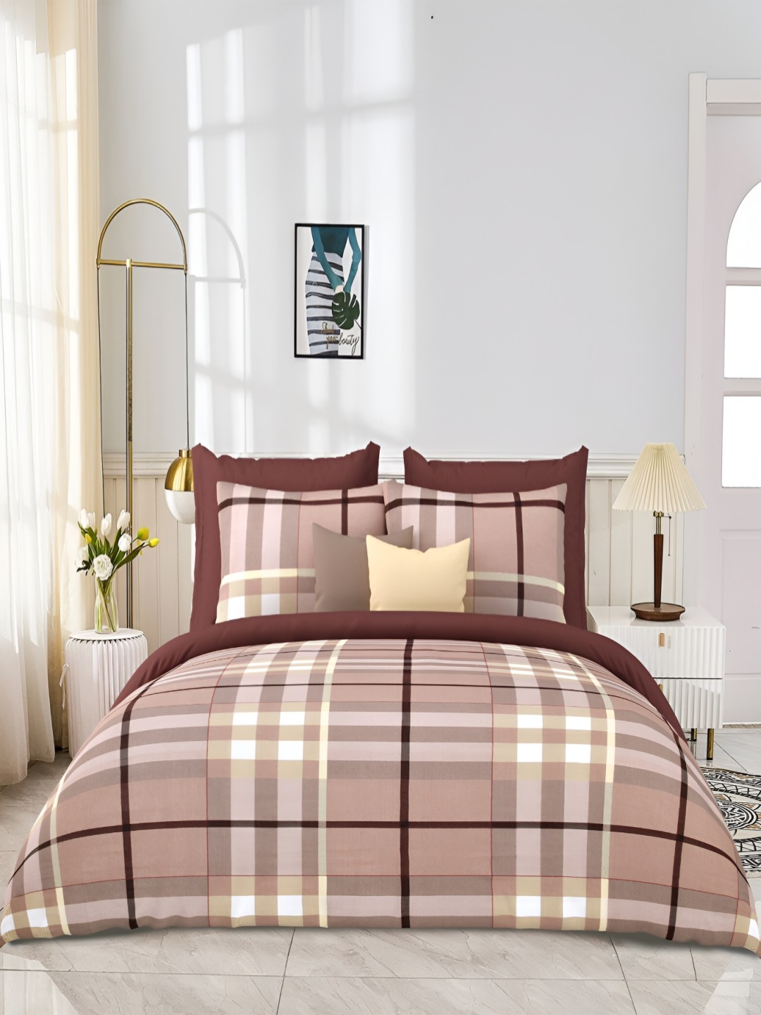 

JAIPUR PRIME Coral Geometric Cotton 300 TC King Bedsheet With 2 Pillow Covers