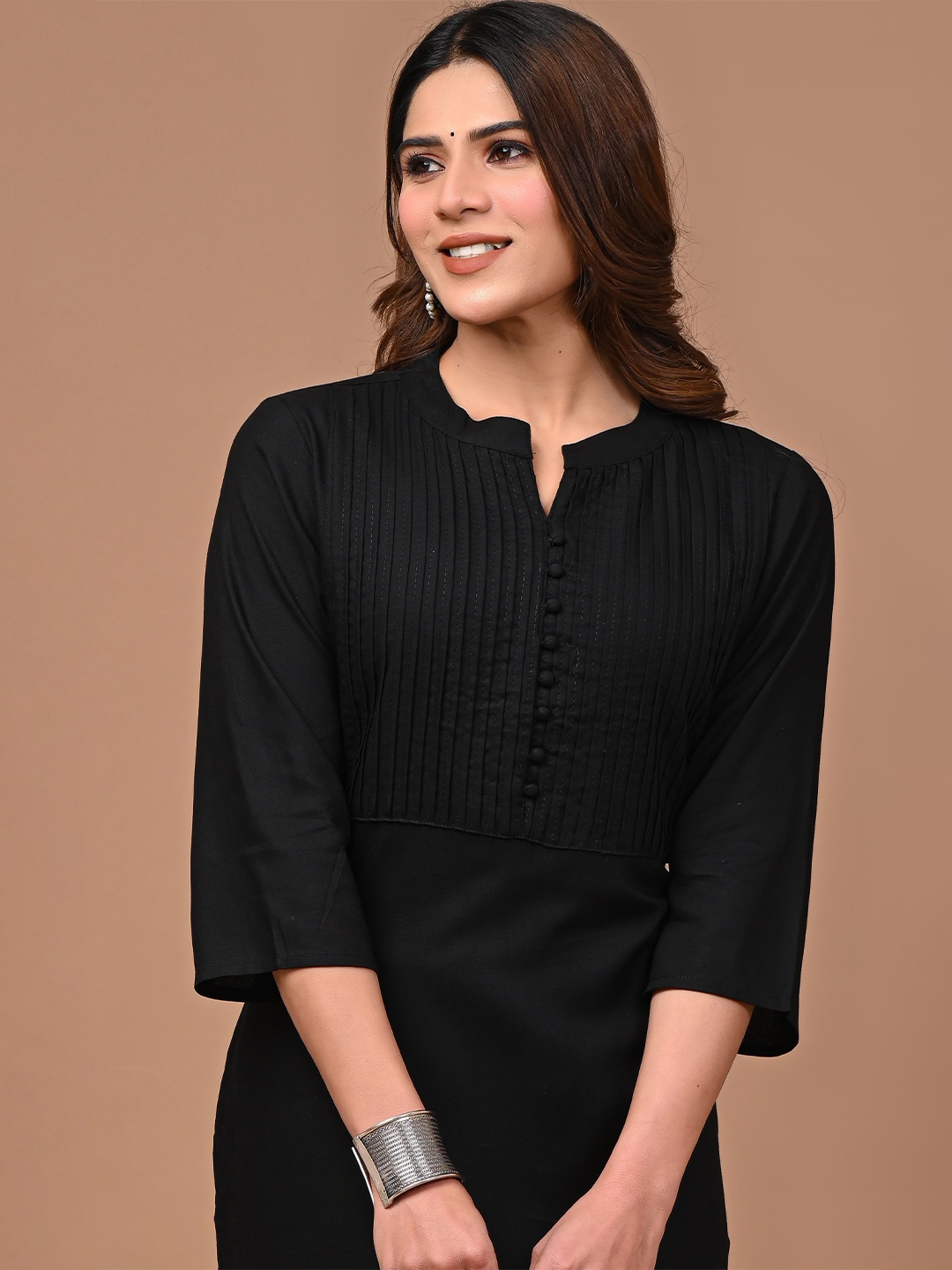 

Rimeline Yoke Design Straight Kurta, Black