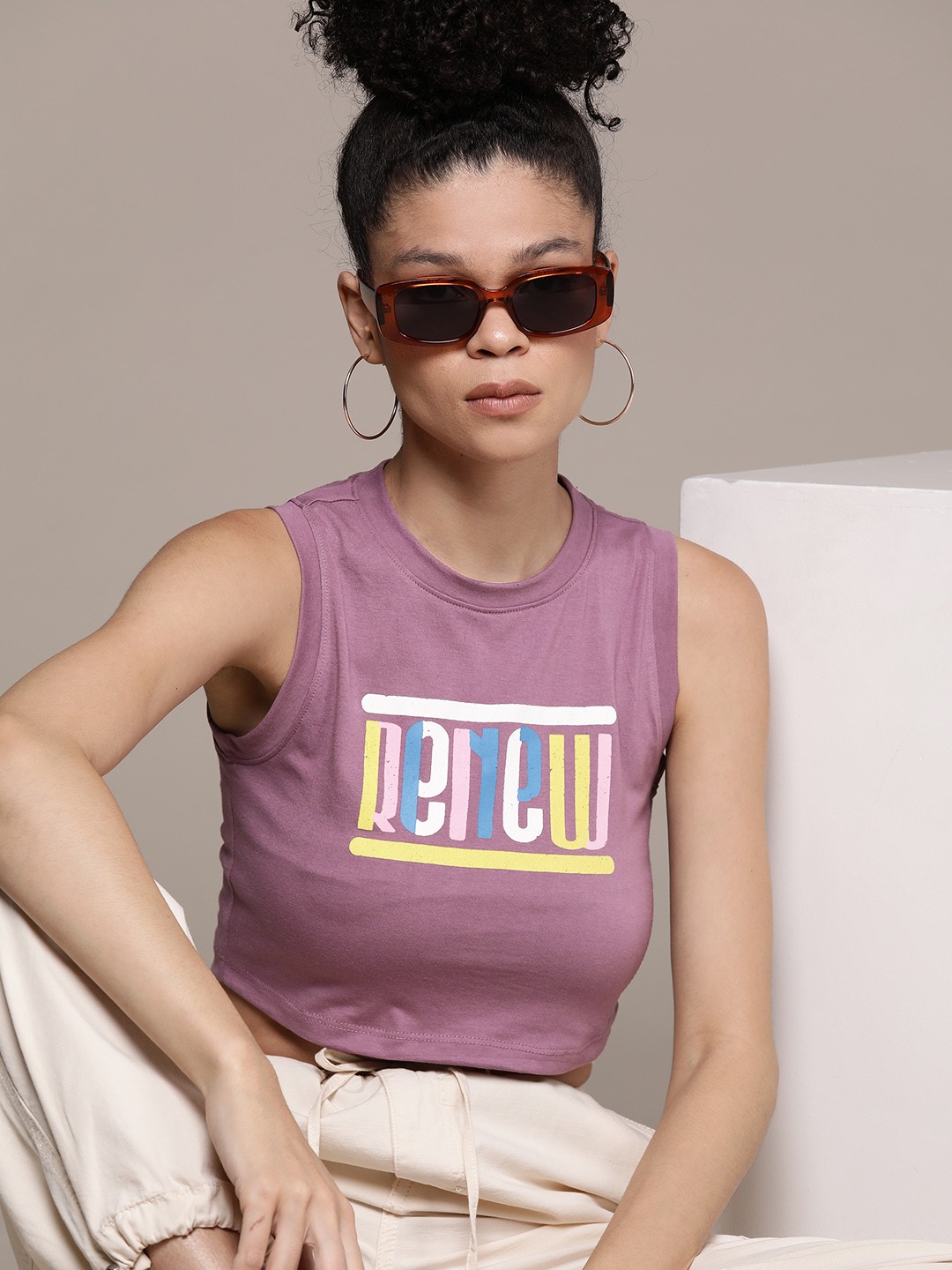 

The Roadster Lifestyle Co. Printed Crop Top, Mauve
