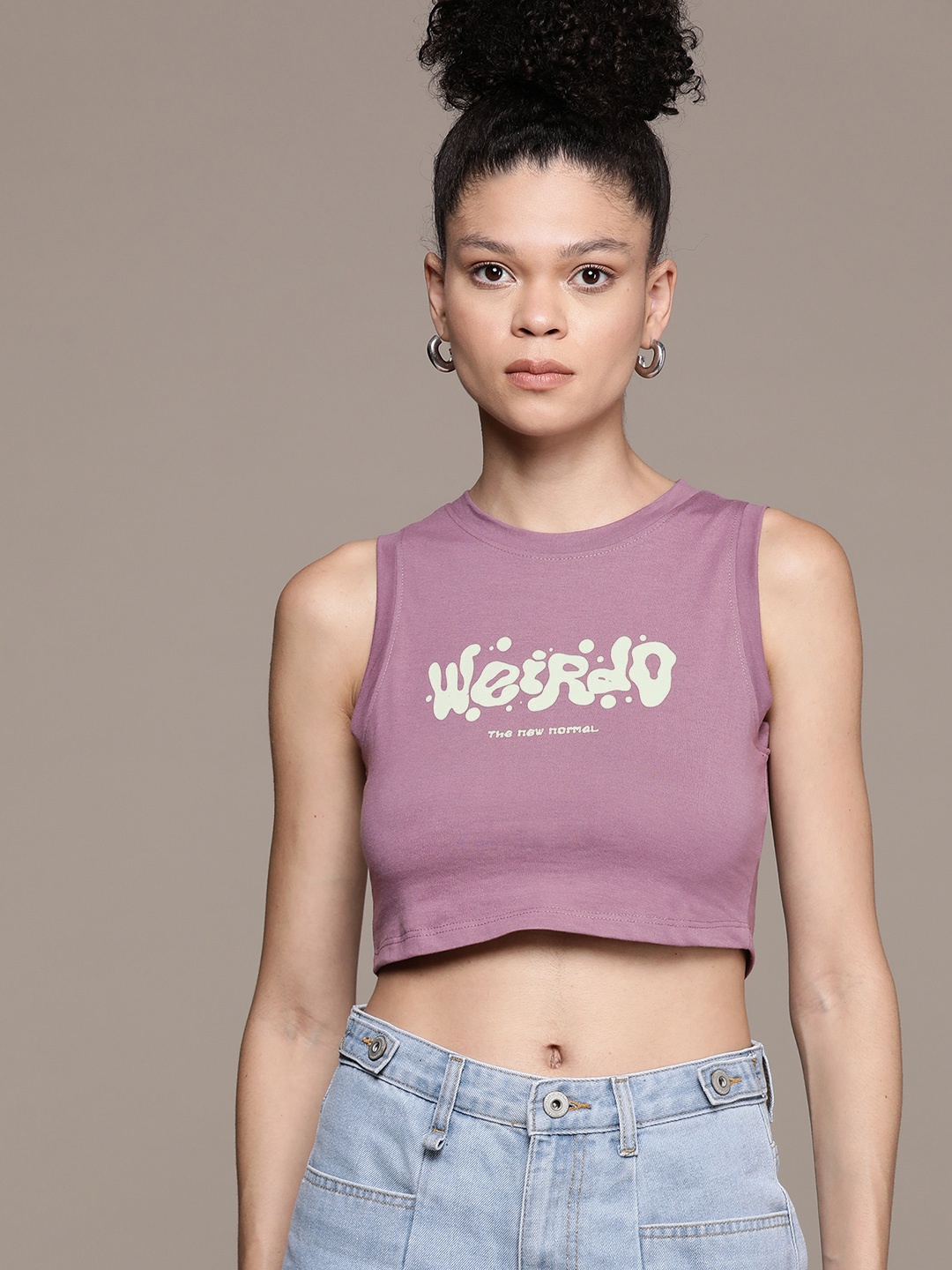 

The Roadster Lifestyle Co. Printed Crop Top, Mauve