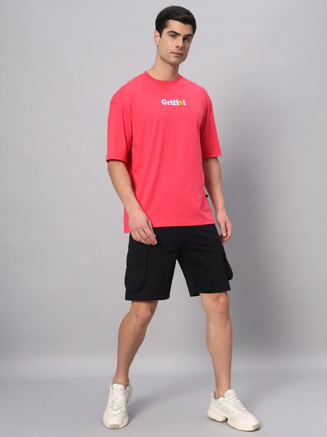 

GRIFFEL Printed Pure Cotton T-shirt With Shorts, Pink