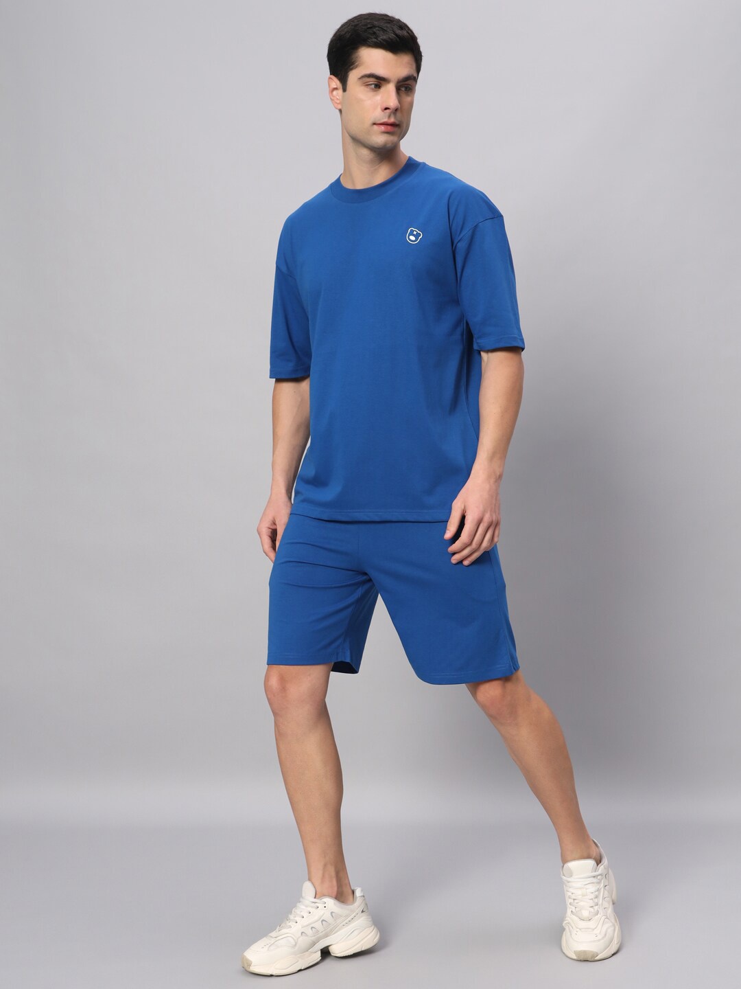 

GRIFFEL Pure Cotton T-shirt With Shorts Co-Ords, Blue