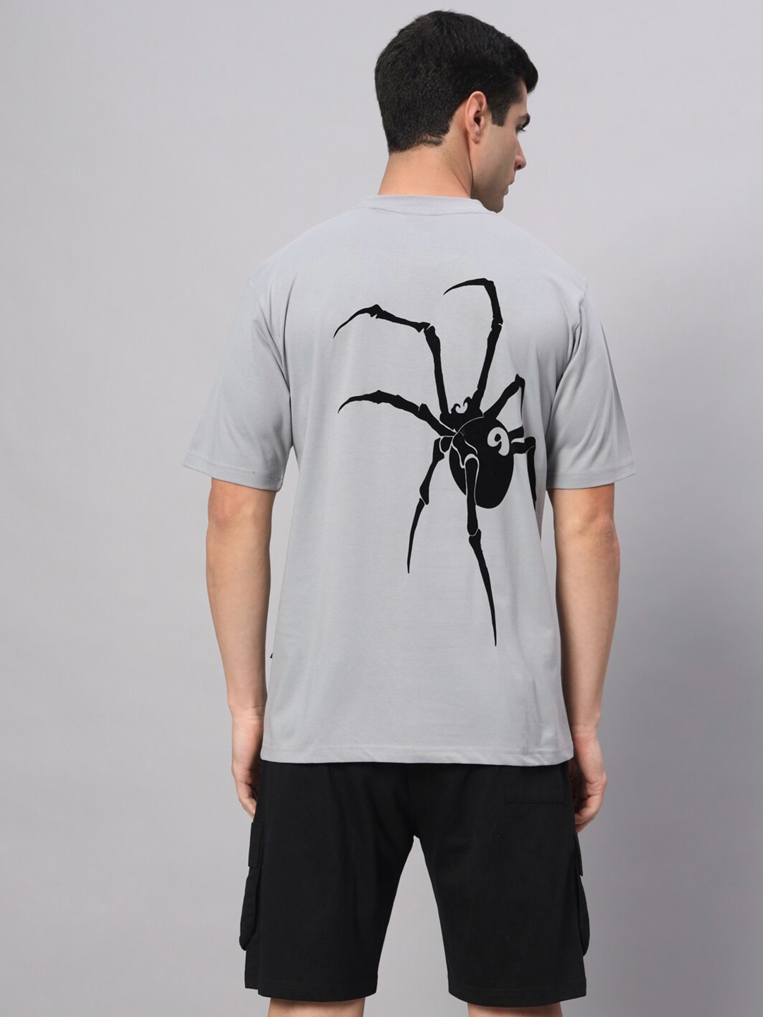 

GRIFFEL Spider Printed Pure Cotton T-shirt With Shorts, Grey