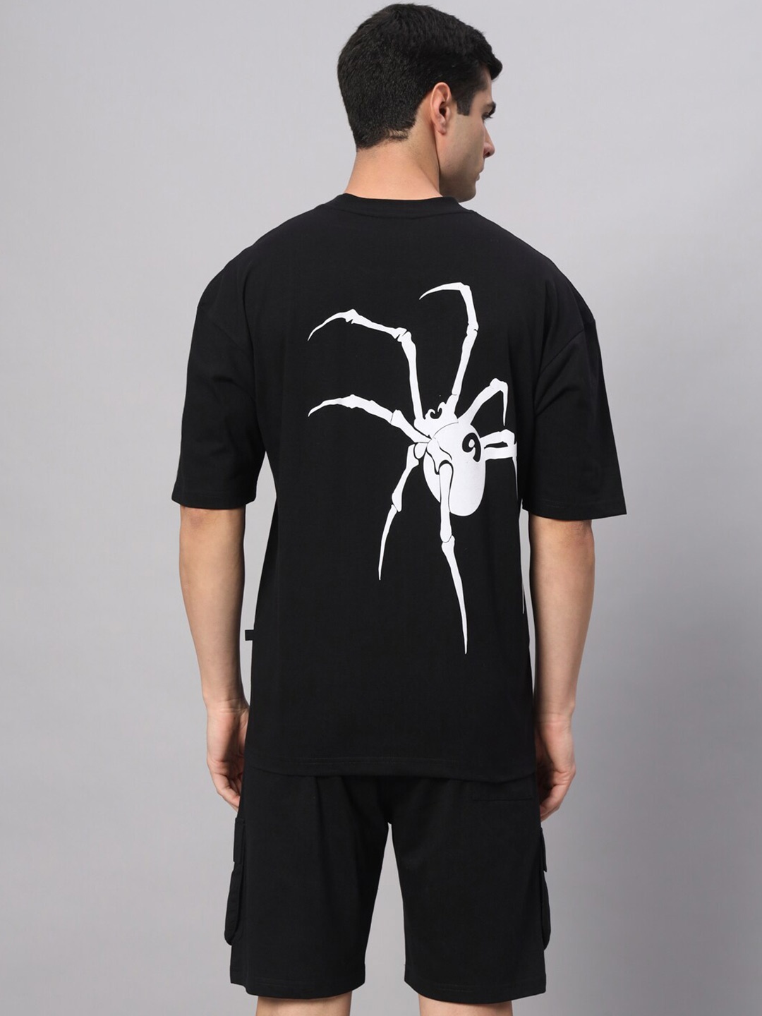 

GRIFFEL Spider Printed Pure Cotton T-shirt With Shorts, Black