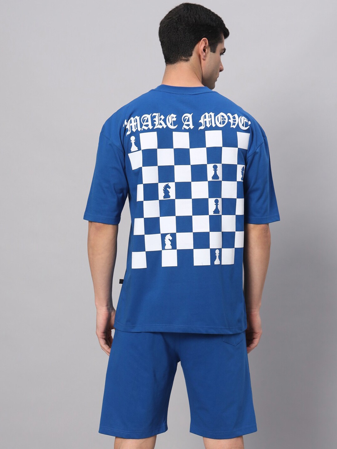 

GRIFFEL Check Pure Cotton T-shirt With Shorts, Blue