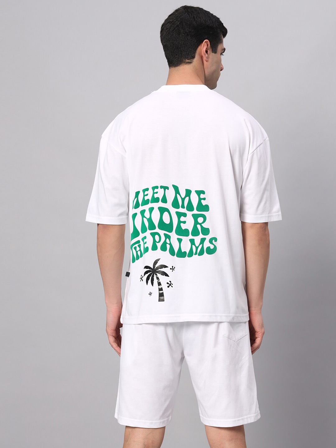 

GRIFFEL Printed Pure Cotton T-Shirt With Shorts Co-Ords, White