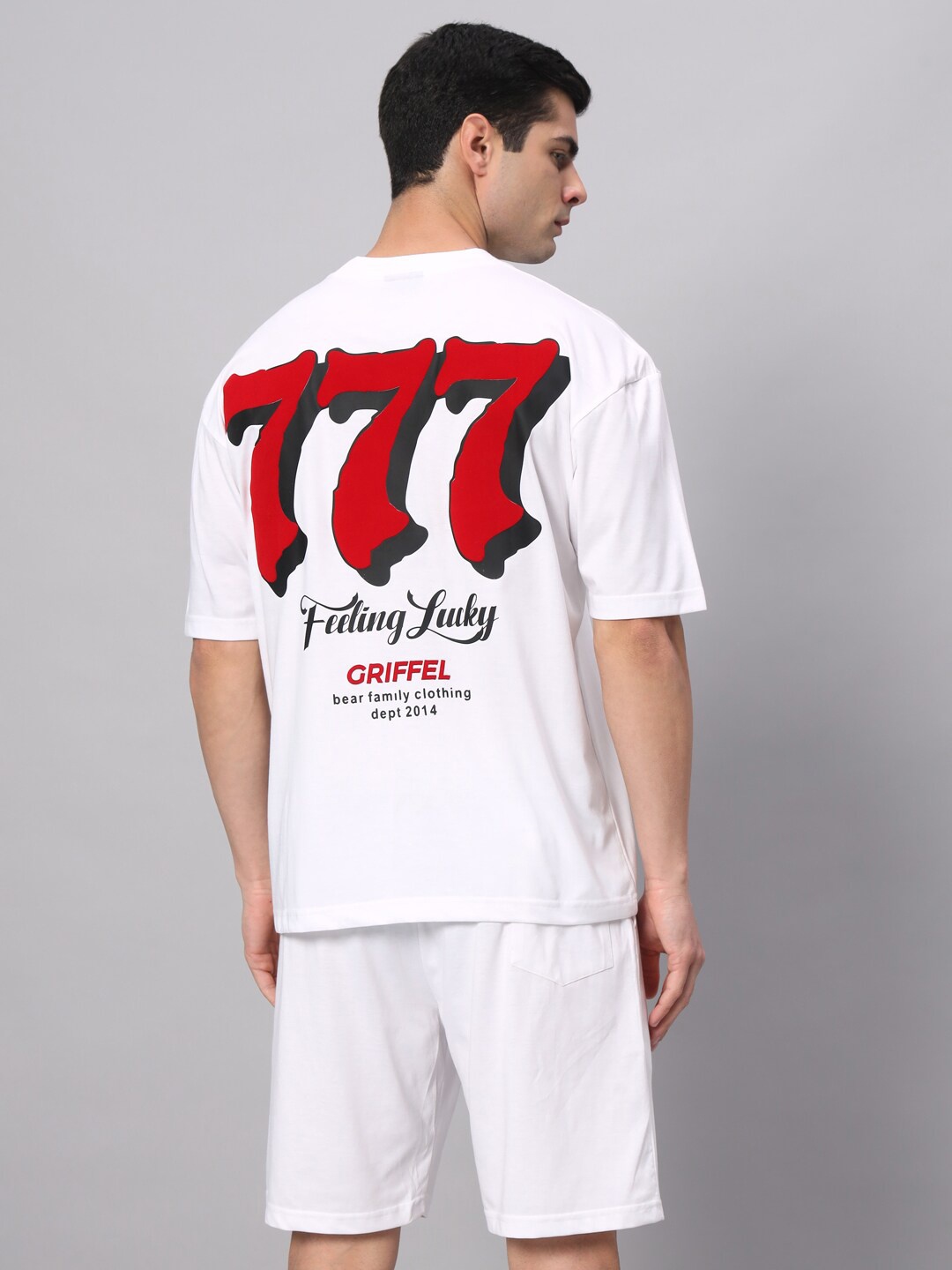 

GRIFFEL Printed Pure Cotton T-shirt with Shorts, White