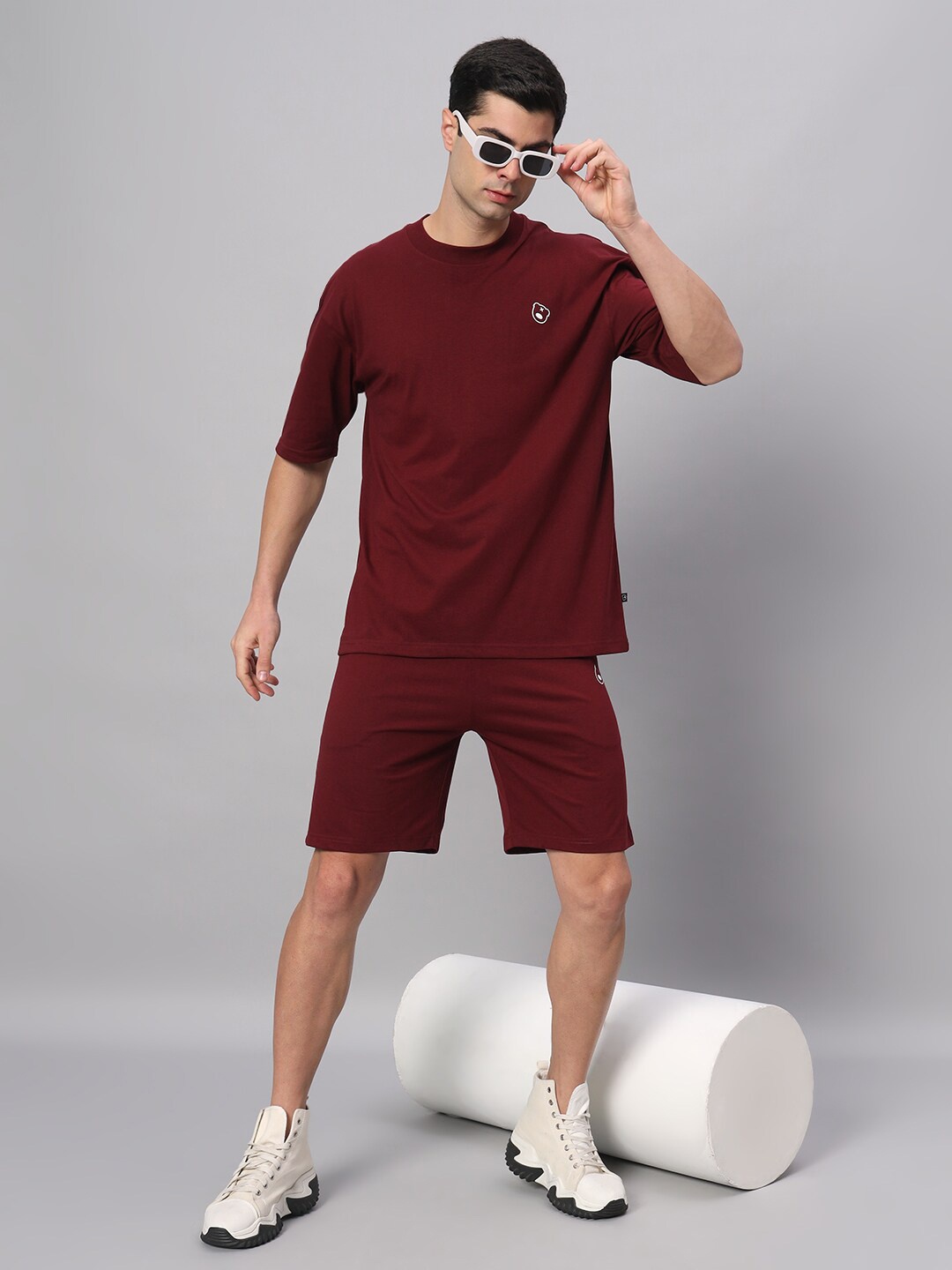 

GRIFFEL Pure Cotton T-shirt With Shorts, Maroon