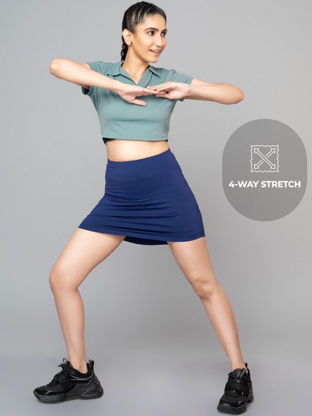 

RYZ Mid Rise Sports Skirt with Pockets, Blue