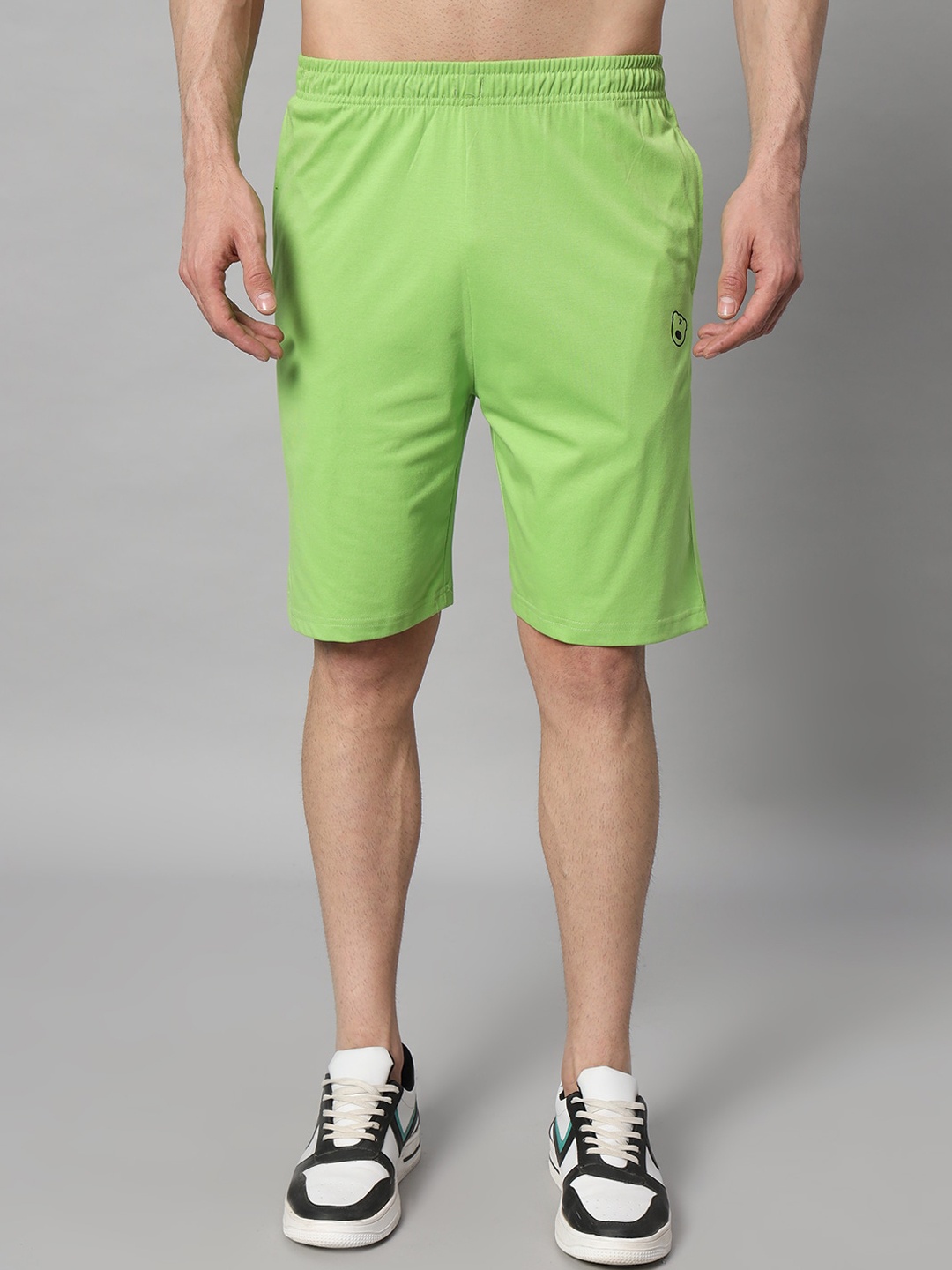 

GRIFFEL Men High-Rise Cotton Shorts, Green
