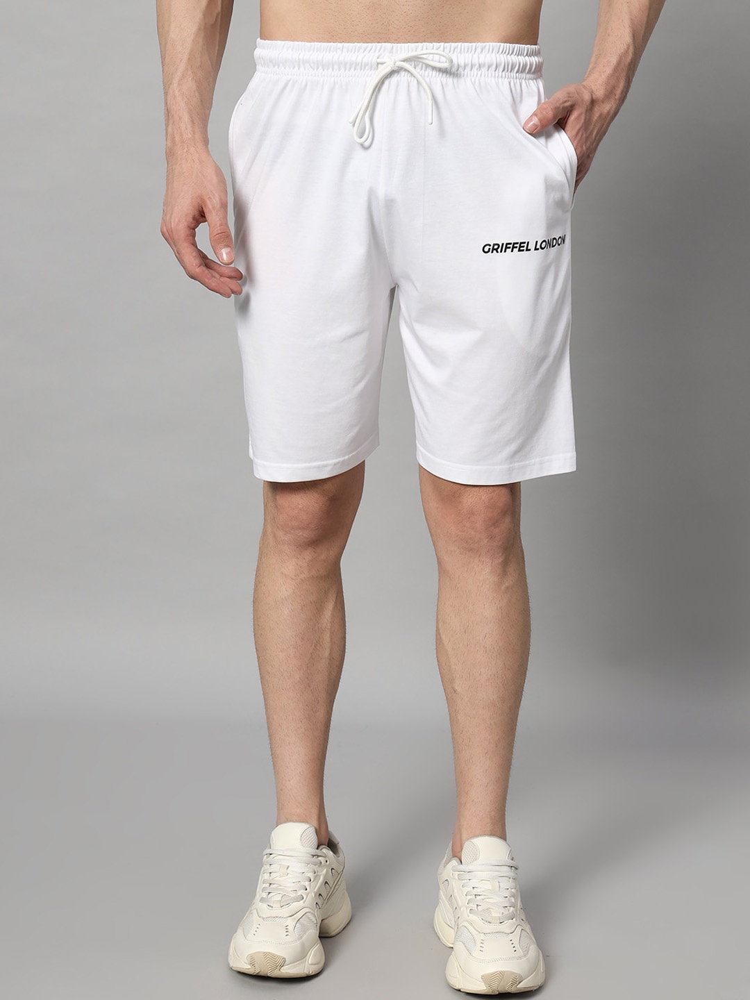 

GRIFFEL Men High-Rise Cotton Shorts, White