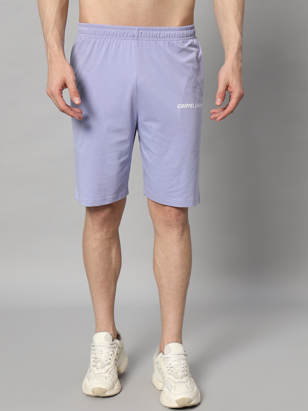 

GRIFFEL Men High-Rise Cotton Sports Shorts, Mauve