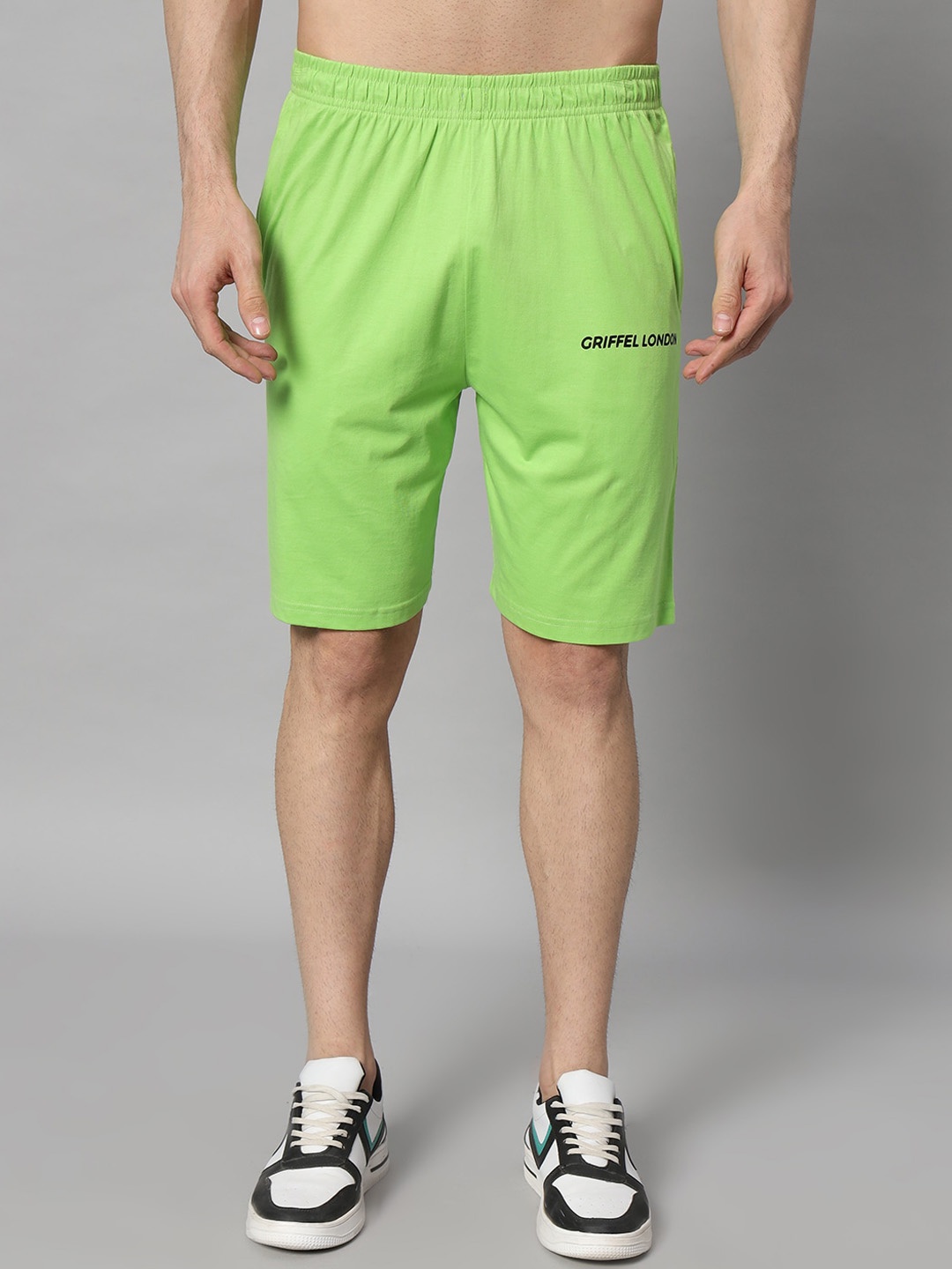 

GRIFFEL Men High-Rise Cotton Shorts, Green