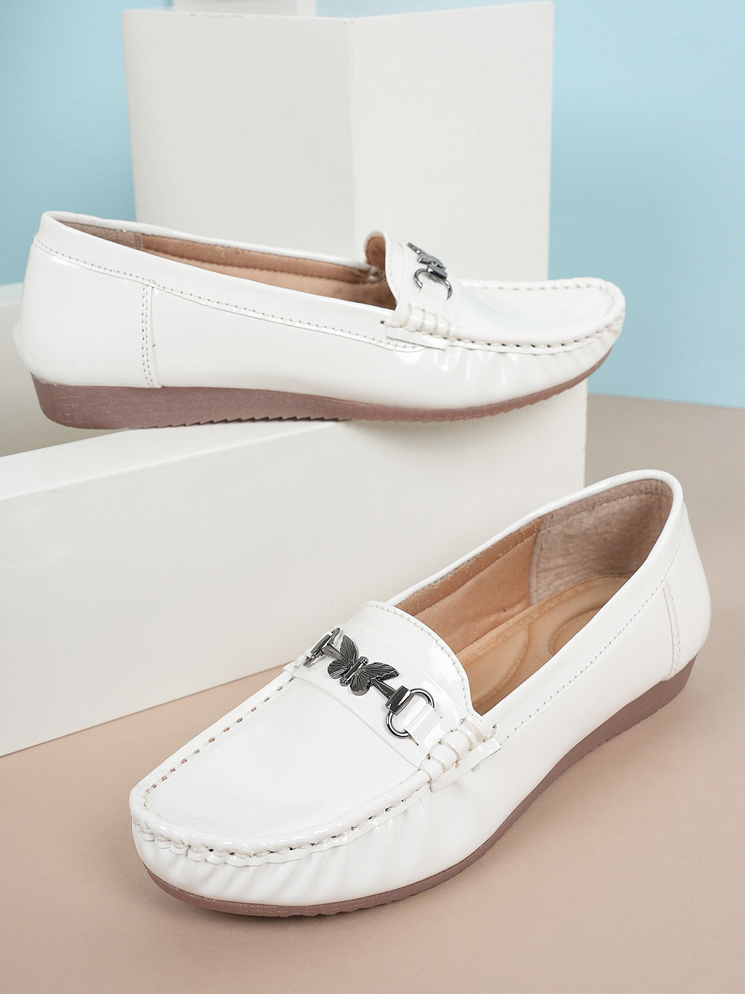 

Style Shoes Women Square Toe Ballerinas, White