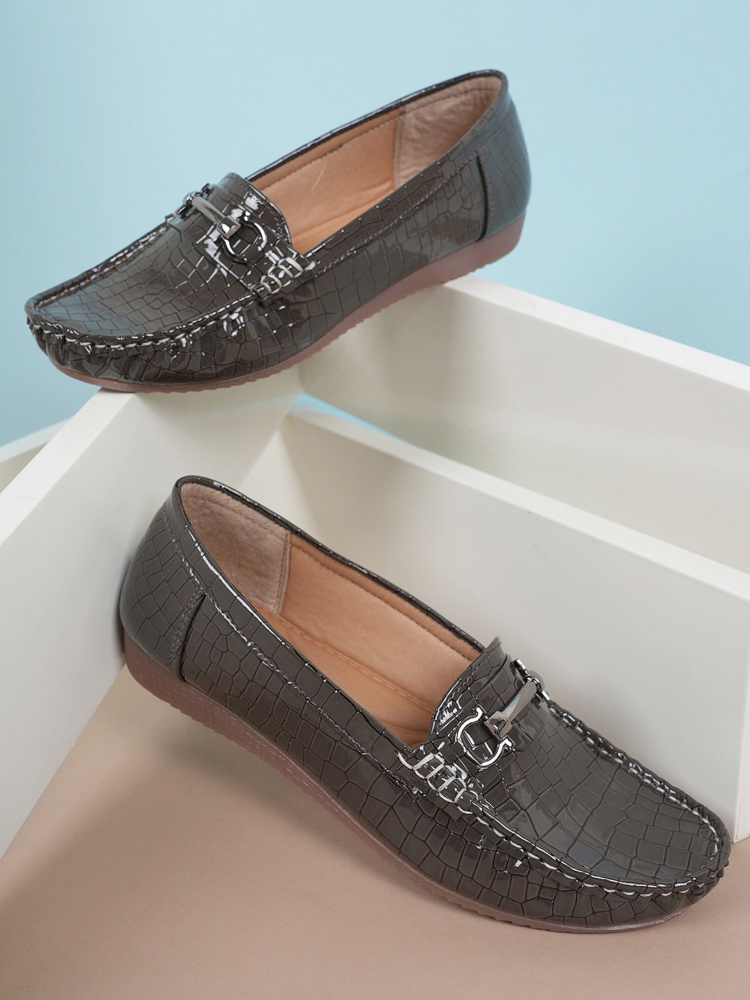 

Style Shoes Textured Round Toe Ballerinas, Black