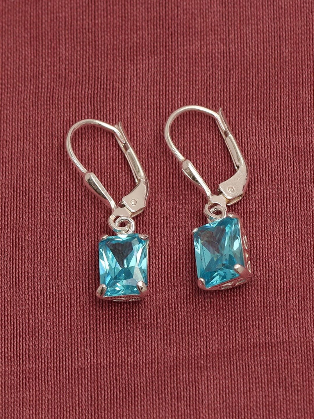 

LeCalla 925 Sterling Silver BIS Hallmarked Silver Plated Square Drop Earrings