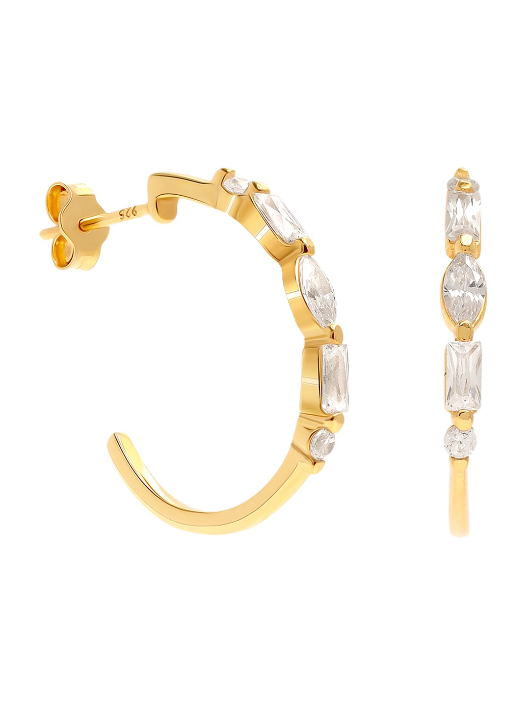 

LeCalla 925 Sterling Silver BIS Hallmarked Gold-Plated Contemporary Hoop Earrings