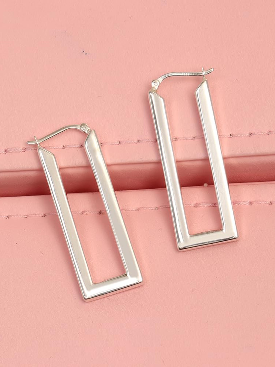 

LeCalla Rhodium Plated 925 Sterling Silver Hoop Earrings