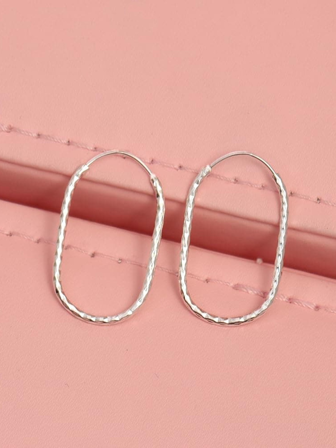 

LeCalla Rhodium Plated 925 Sterling Silver Hoop Earrings