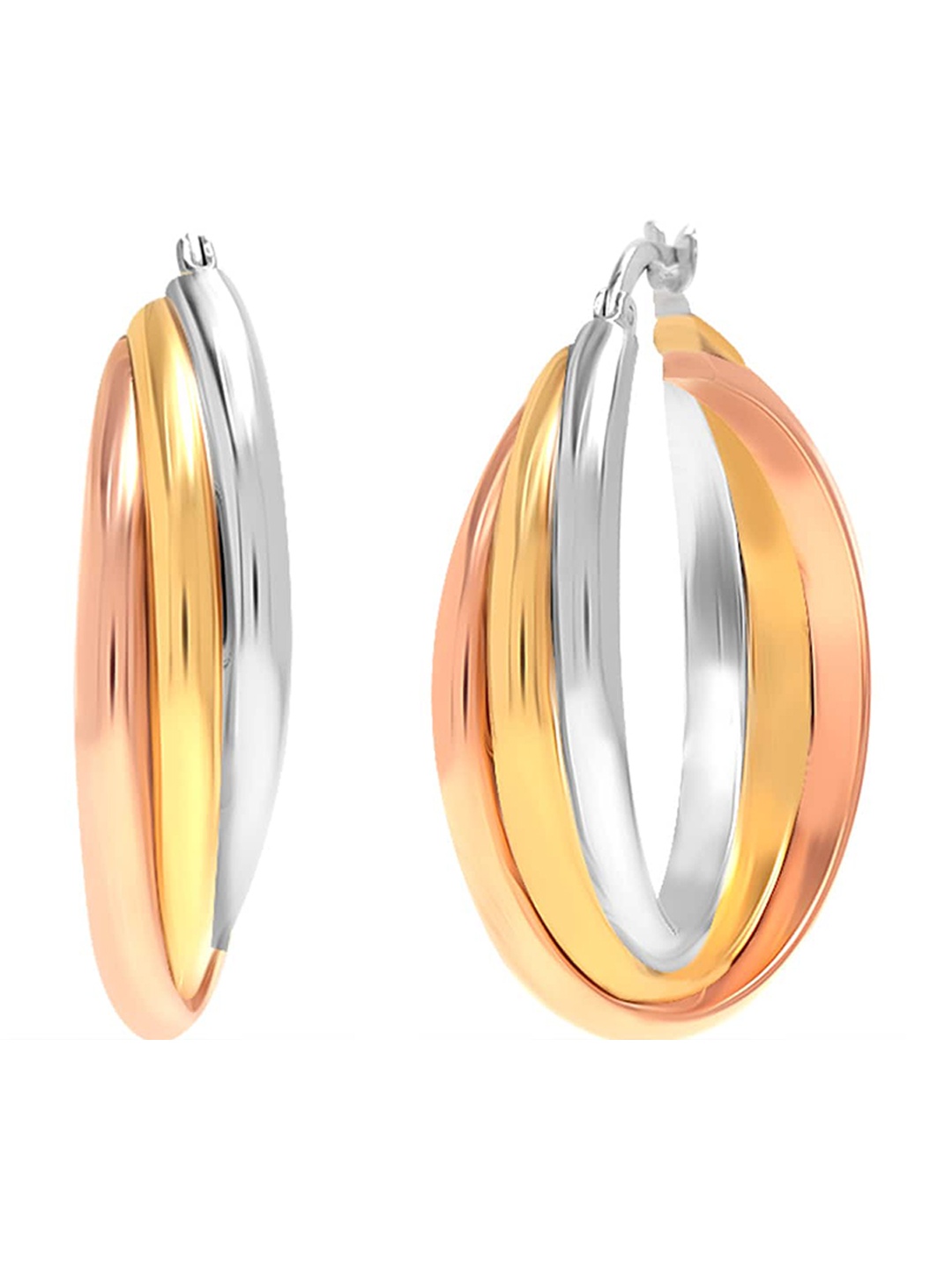 

LeCalla 925 Sterling Silver Plated 14K Tone Italian Contemporary Hoop Earrings