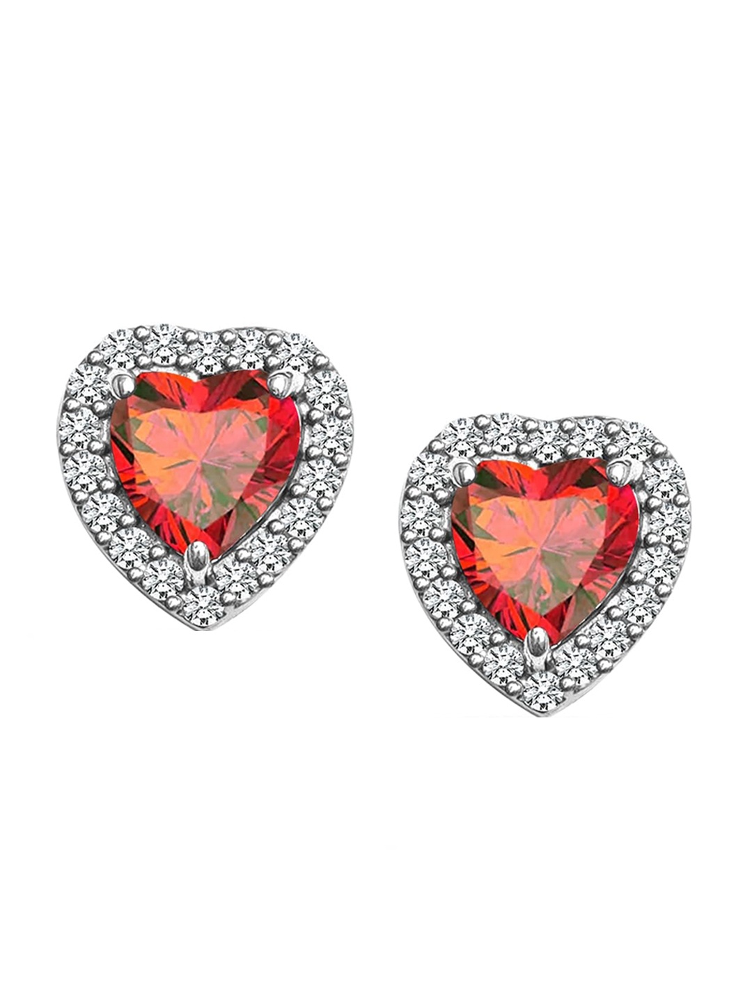 

LeCalla 925 Sterling Silver Rhodium-Plated Artificial Stones Studded Studs Earrings