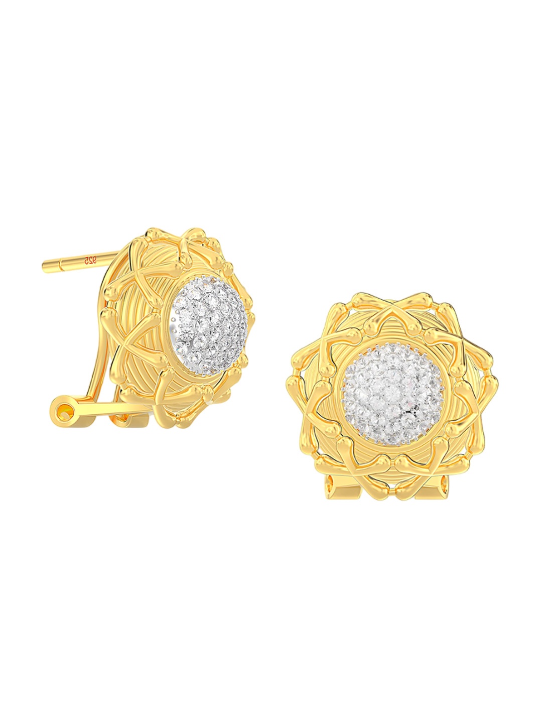 

LeCalla 925 Sterling Silver Gold Plated Artificial Stones Studded Studs Earrings