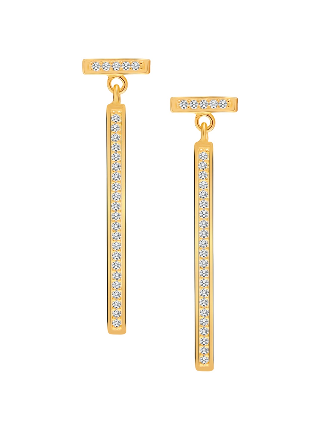 

LeCalla 925 Sterling Silver Gold-Plated 14 K Cubic Zirconia Studded Drop Earrings