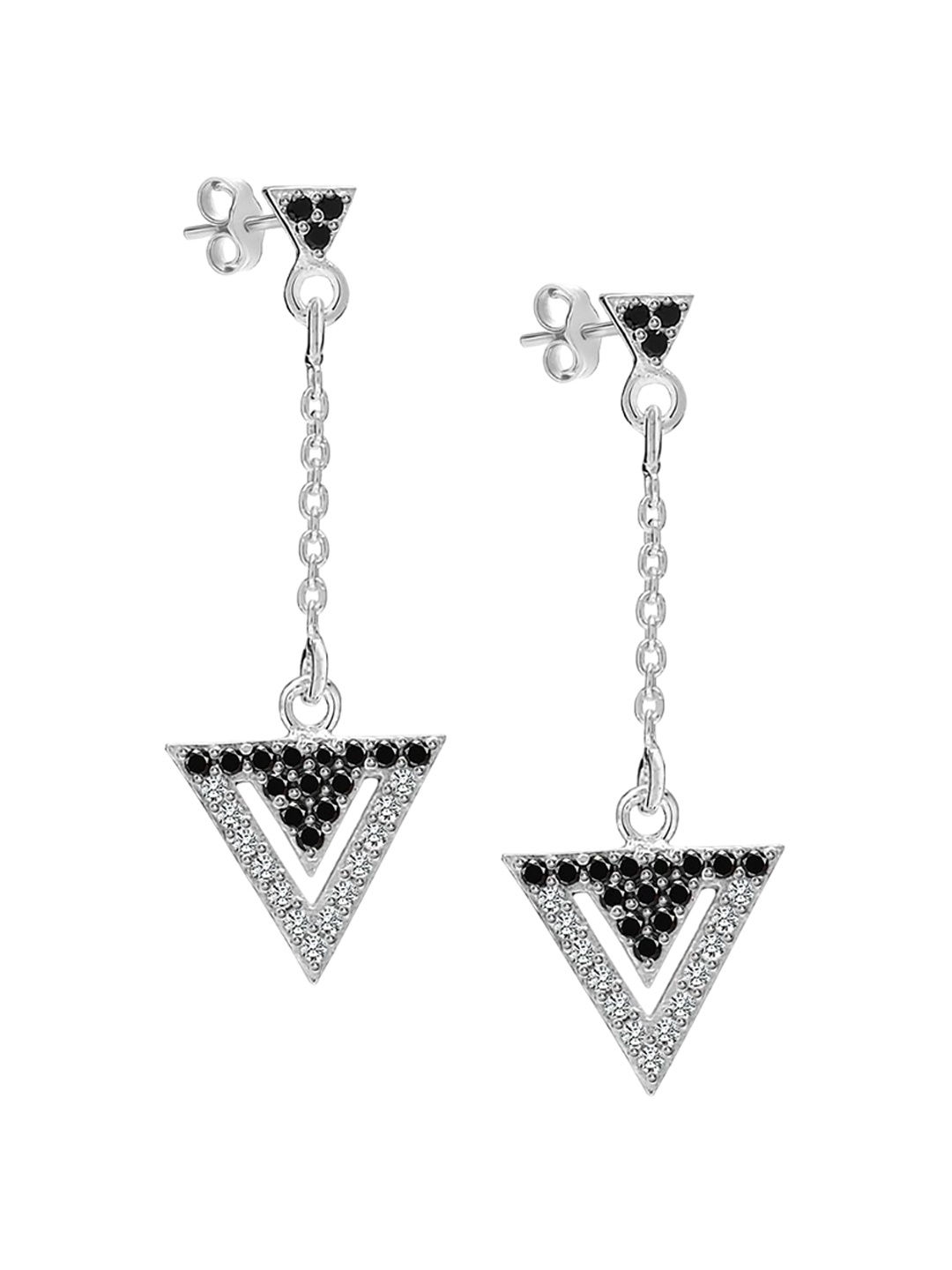 

LeCalla 925 Sterling Silver Plated Cubic Zirconia Studded Drop Earrings