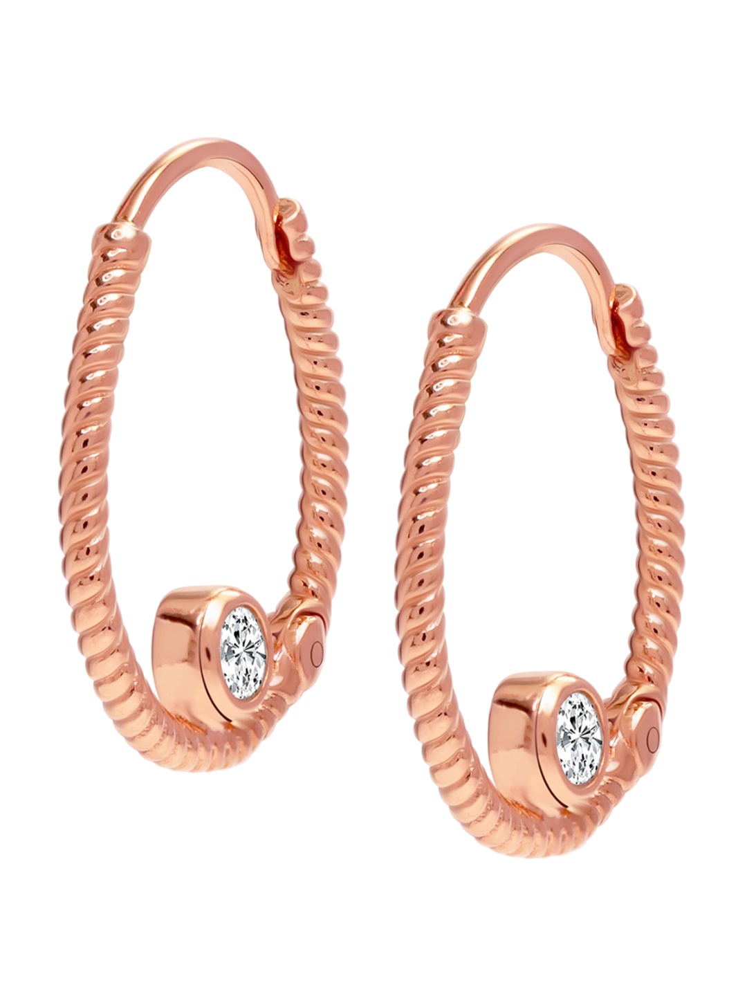 

LeCalla 925 Sterling Silver Rose Gold Plated Oval Drop Earrings