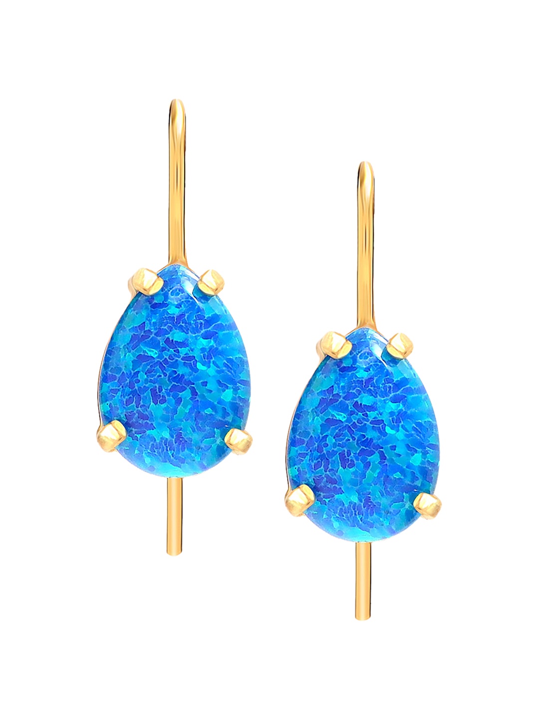 

LeCalla 925 Sterling Silver 14KT Gold Plated Stones Studded Drop Earrings