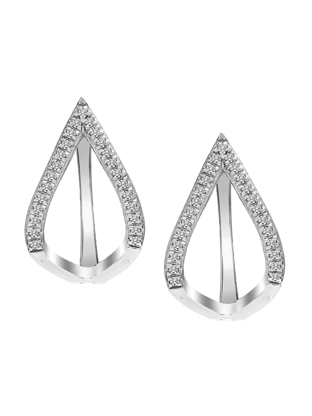 

LeCalla 925 Sterling Silver Rhodium-Plated Cubic Zirconia Studded Hoop Earrings