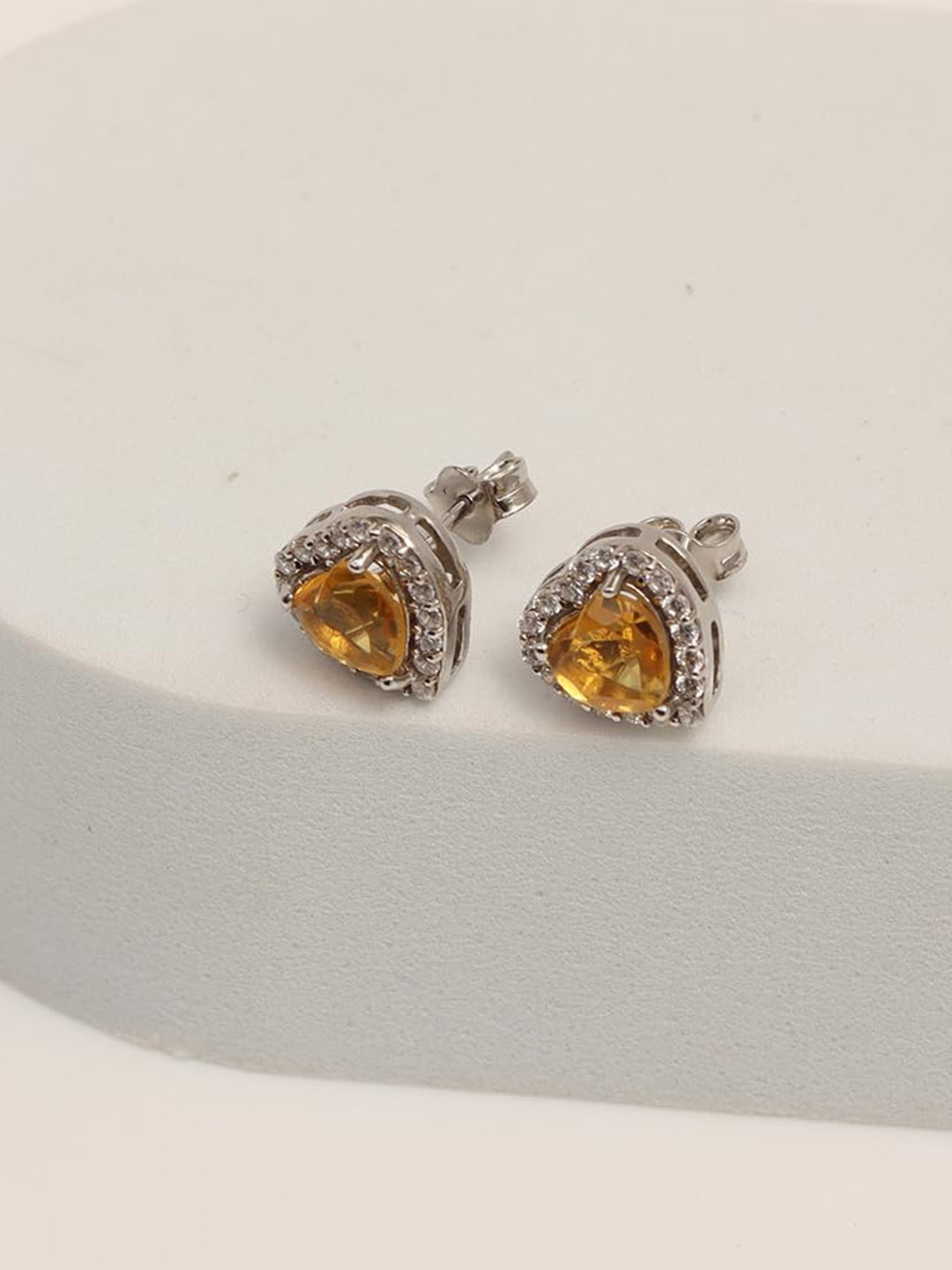 

LeCalla Rhodium-Plated 925 Sterling Silver Heart Shaped Studs Earrings