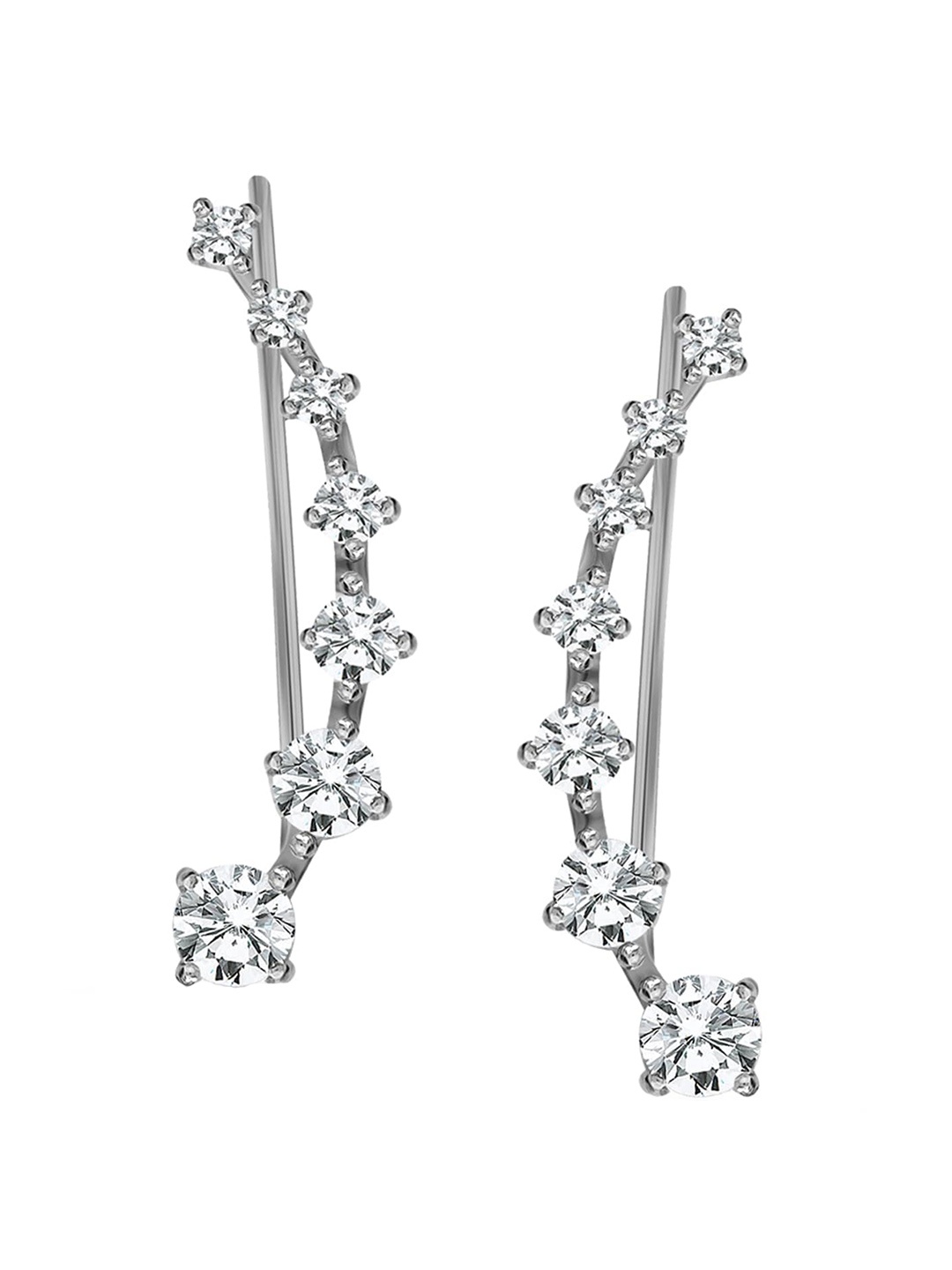 

LeCalla 925 Sterling Silver Rhodium-Plated Cubic Zirconia-Studded Ear Cuff Earrings