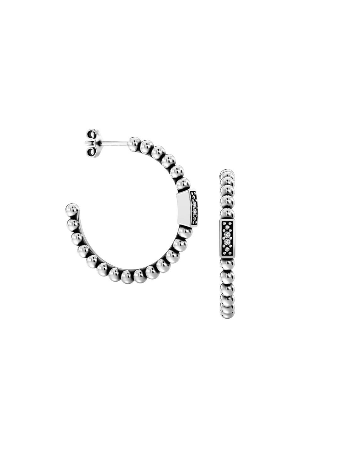 

LeCalla 925 Sterling Silver Plated Oxidised Half Hoop Earrings