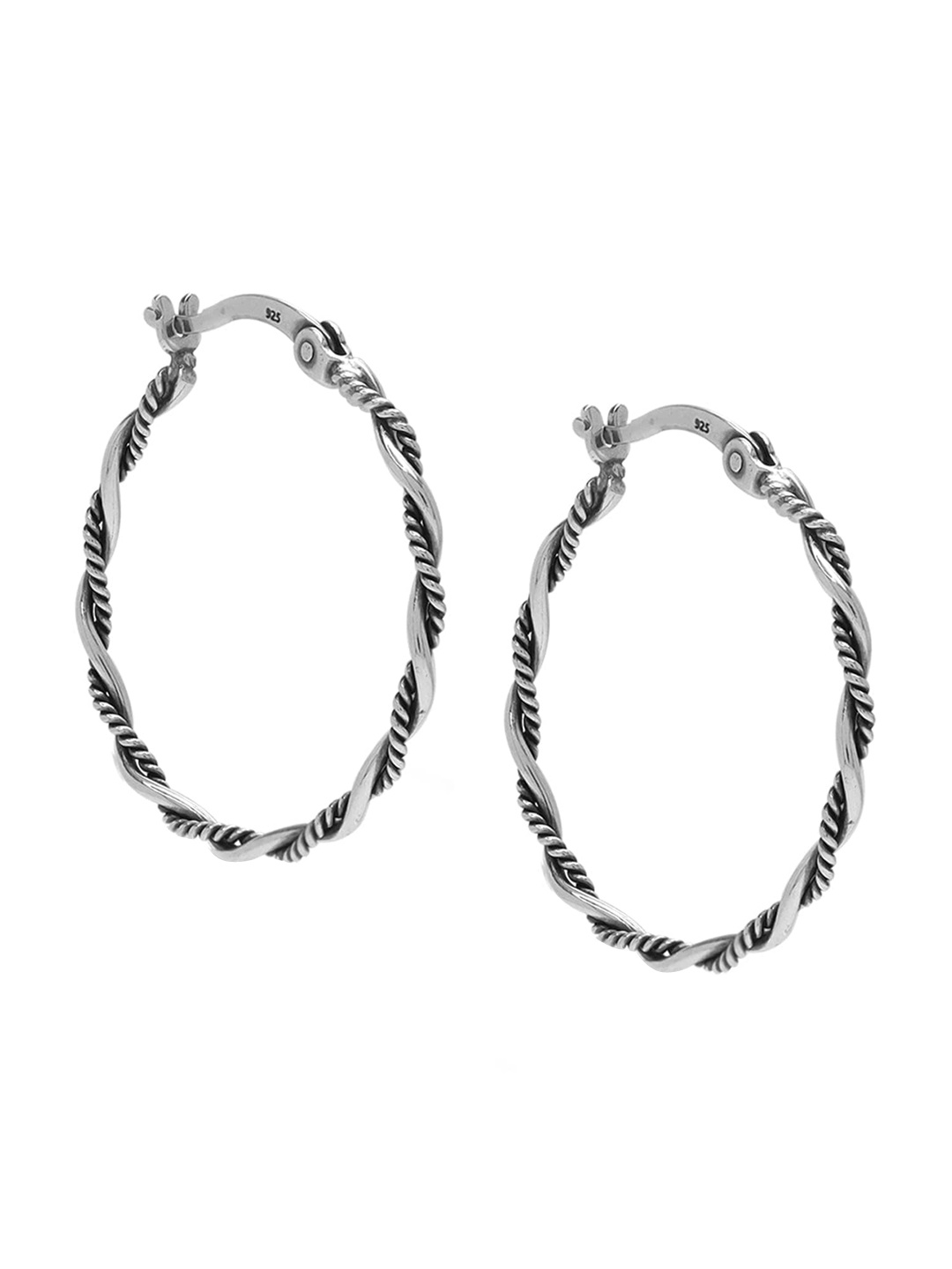 

LeCalla 925 Sterling Silver Plated Contemporary Hoop Earrings