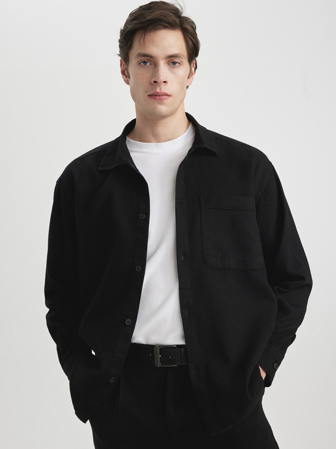 

DeFacto Pure Cotton Casual Shacket, Black