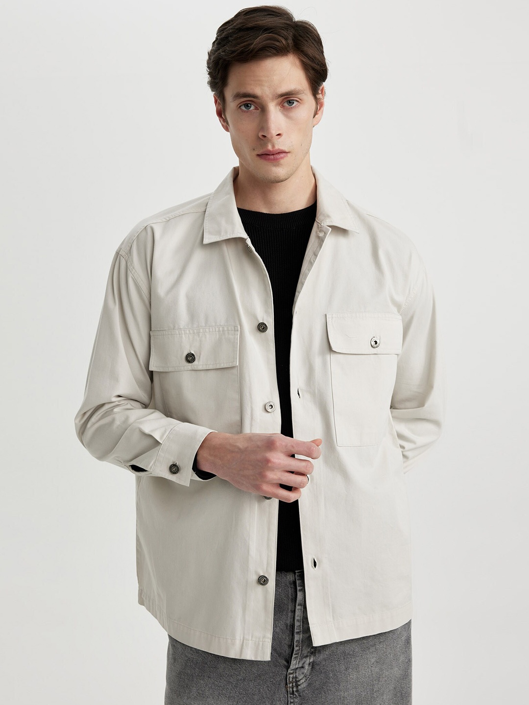 

DeFacto Pure Cotton Casual Shacket, White