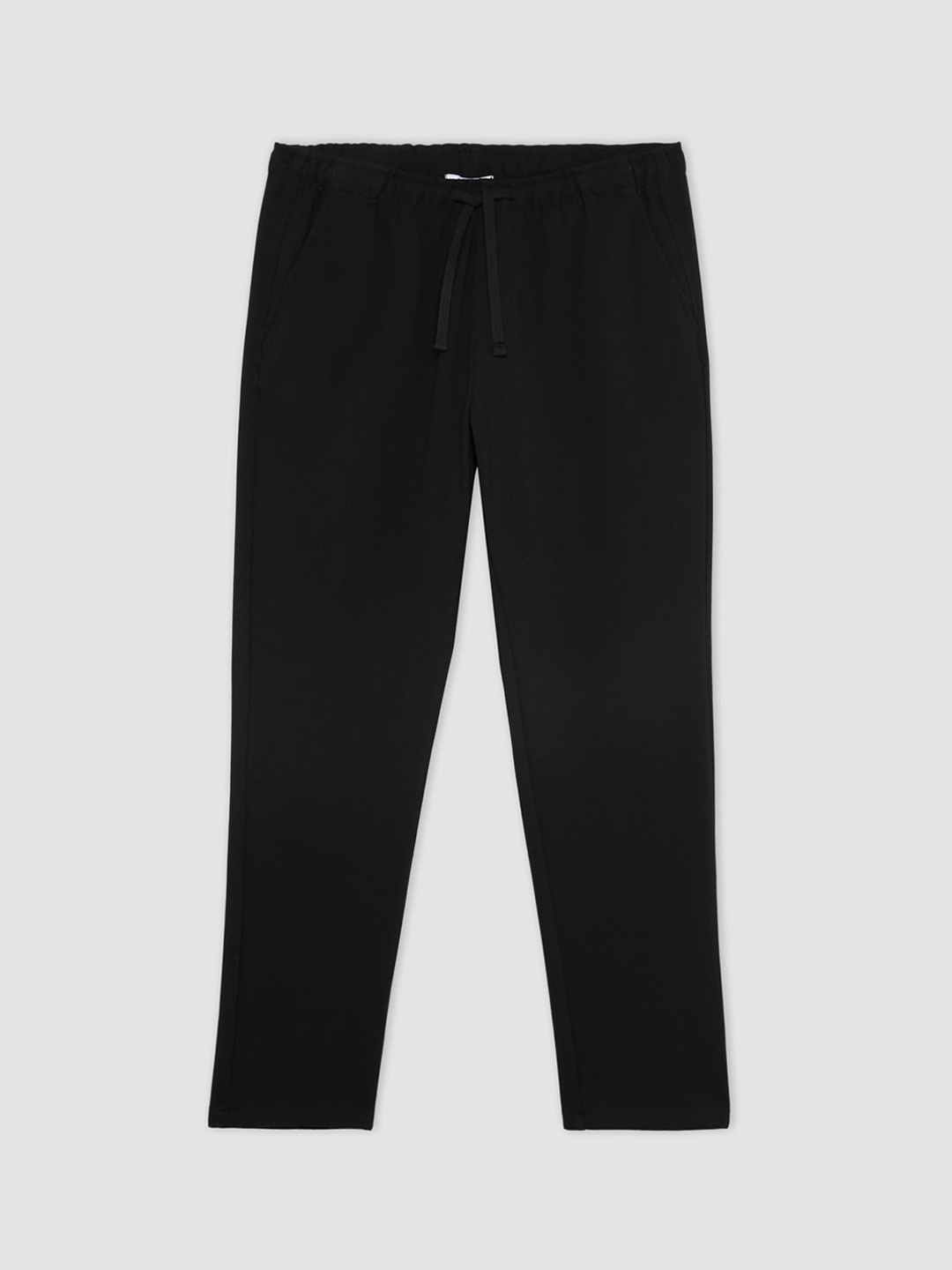 

DeFacto Men Mid-Rise Flat-Front Trousers, Black