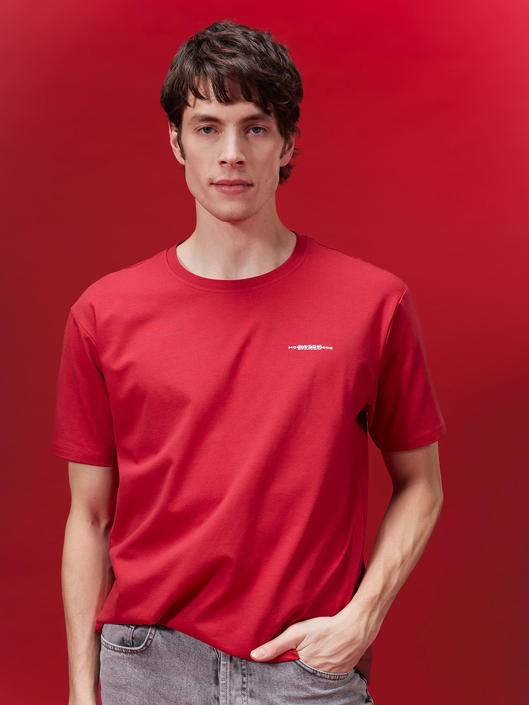 

DeFacto Short Sleeves Round Neck T-shirt, Red