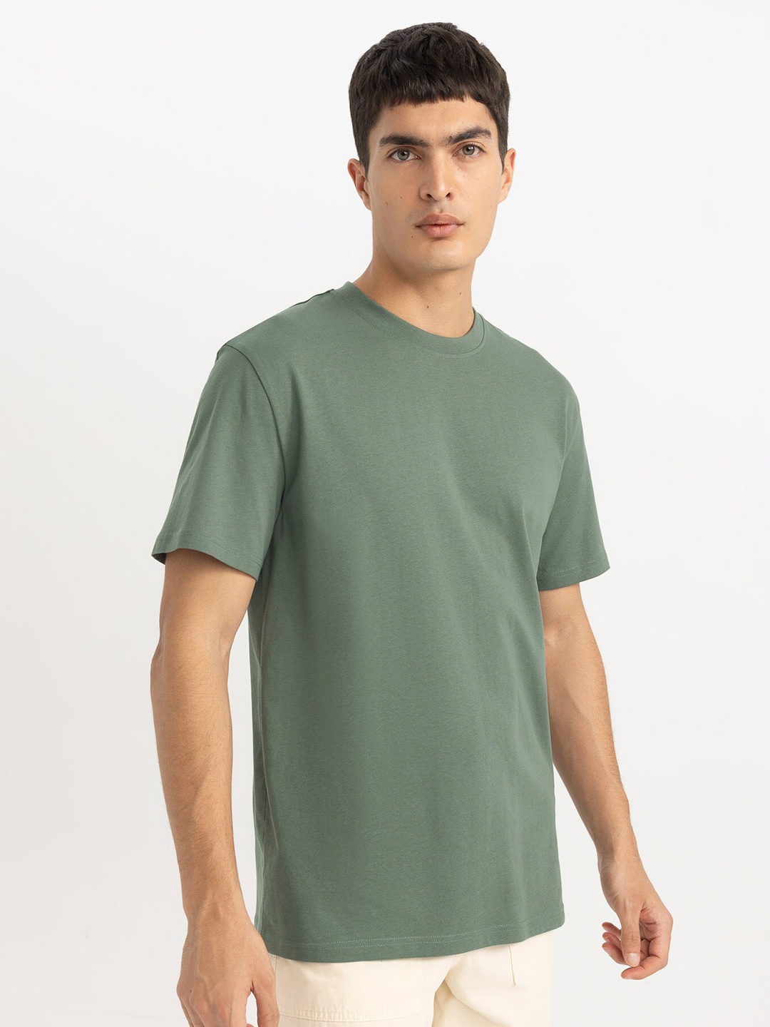 

DeFacto Round Neck Pure Cotton T-shirt, Green