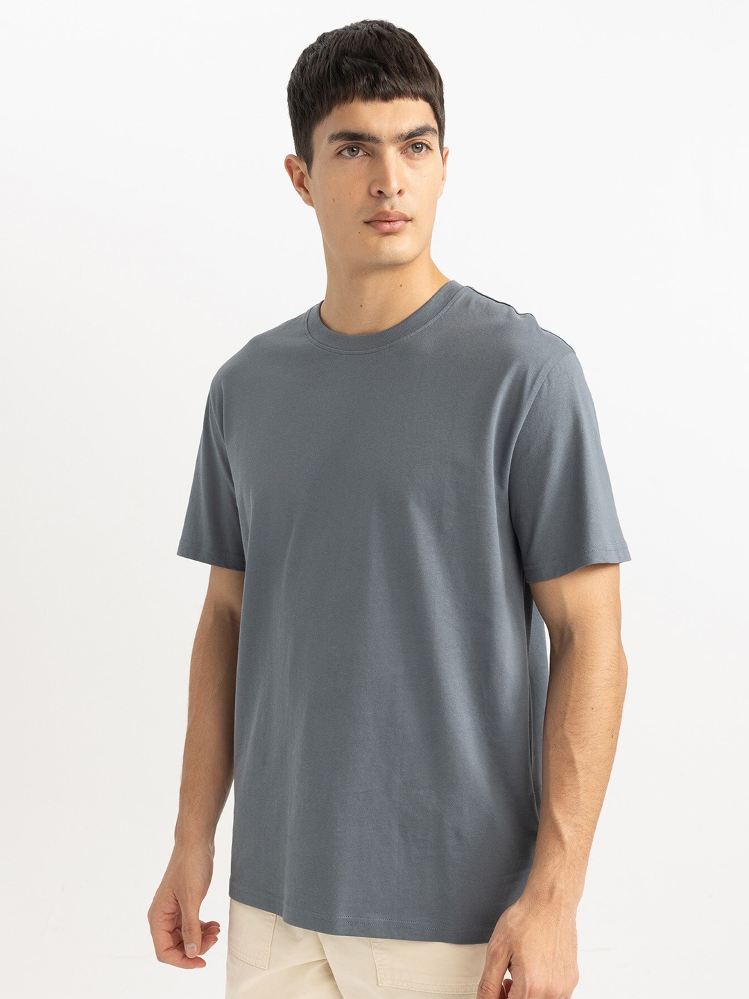 

DeFacto Round Neck Pure Cotton T-shirt, Grey